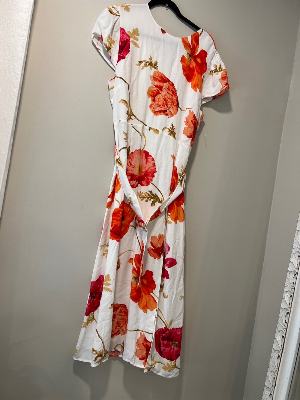 Reiss Floral-Print Belted Midi Dress in Ivory/Pink Floral on White Size 10 DL1 - Picture 5 of 13